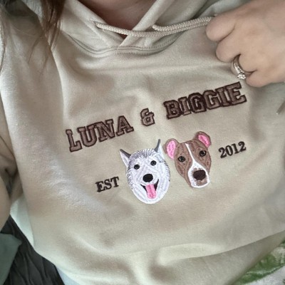 Personalised Dog Face Embroidered Sweatshirt Varsity Style For Pet Lover Gifts