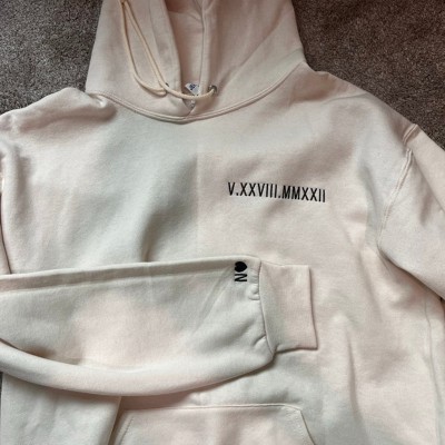 Custom Embroidered Roman Numeral Sweatshirt Hoodie With Initial On Sleeve For Couple Valentine's Day Anniversary