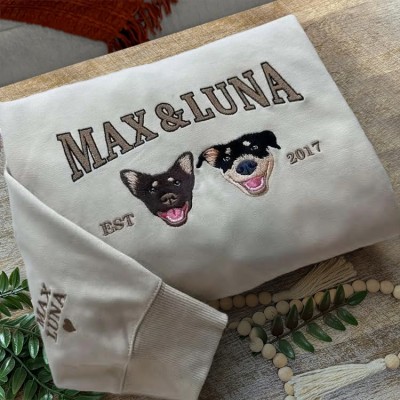 Personalised Embroidered Dog Photo Sweatshirt Hoodie For Pet Lover Keepsake Gifts