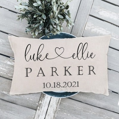 Personalised Established Date Couples Name Pillow Housewarming Anniversary Valentine's Day Gift