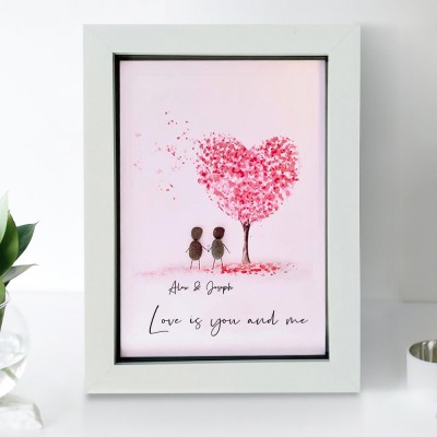 Personalised Pebble Art Picture Frame For Couple Wedding Anniversary Valentine's Day