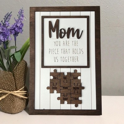 Personalised Mum Puzzle Name Sign Gift From Kids You Are The Piece That Holds Us Together Home Wall Decor For Mother's Day