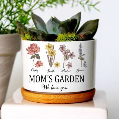 Custom Mum's Garden Birth Month Flower Plant Pot For Mother's Day