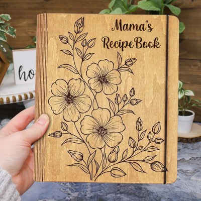 Personalised Family Wood Recipe Book For Mum Grandma Christmas Day Gift Ideas
