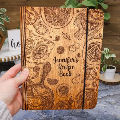 Custom Family Wood Recipe Book For Christmas Day Gift Ideas