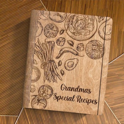 Custom Family Wood Recipe Book For Mum Grandma Christmas Day Gift Ideas