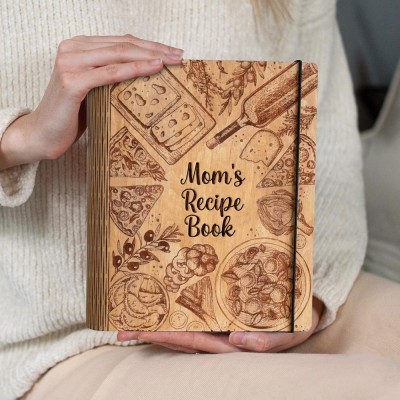 Custom Family Wood Recipe Book For Mum Grandma Christmas Day Gift Ideas