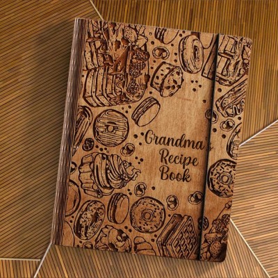 Custom Family Wood Recipe Book For Mom Grandma Christmas Day Gift Ideas