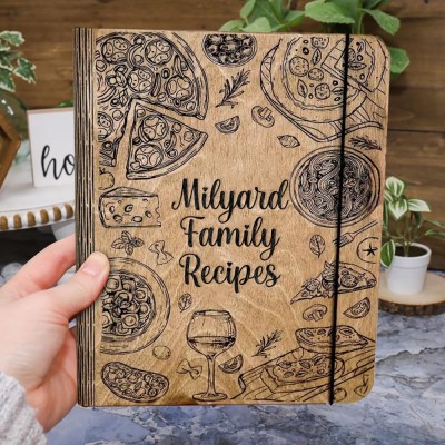 Custom Family Wood Recipe Book For Christmas Day Gift Ideas