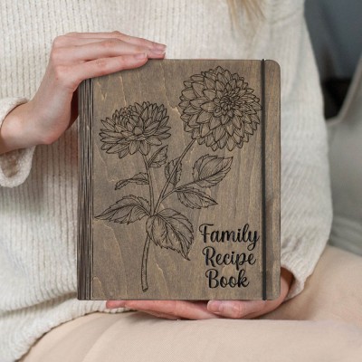 Personalised Family Wood Recipe Book For Mum Grandma Christmas Day Gift Ideas