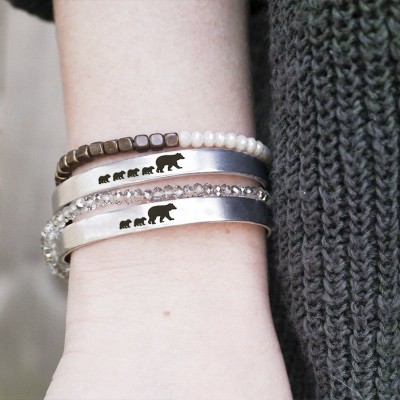 Personalised Mama Bear Bracelet Cuff For Mum Grandma