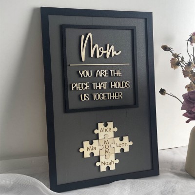 Personalised Mum Puzzle Sign With Kids Name Home Wall Decor For Mother's Day Gift Ideas