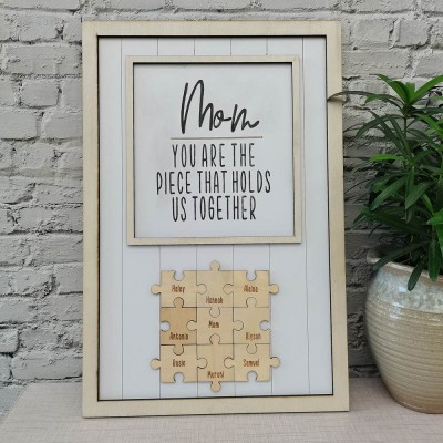 Personalised Mothers Day Gift Mum You Are The Piece That Holds Us Together Puzzles Pieces Name Sign Home Decor