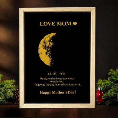 Custom Moon Phase Photo Wood Sign Warm Gift For Mother's Day