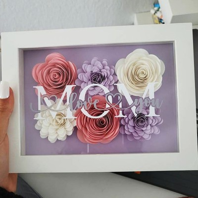 Personalised Mum Flower Shadow Box For Mother's Day Birthday
