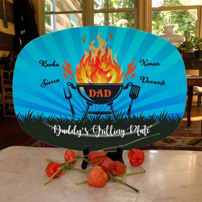 Personalised BBQ Platter With Kids Name Daddy's Grilling Plate For Father's Day