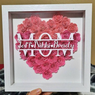 Personalised Mum Flower Shadow Box With Name For Mother's Day