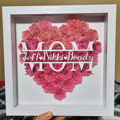 Personalized Mom Flower Shadow Box With Name For Mother's Day