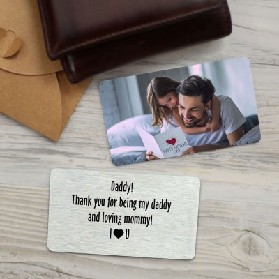 Personalised Metal Wallet Photo Card Love Note Anniversary Gift For Him Dad