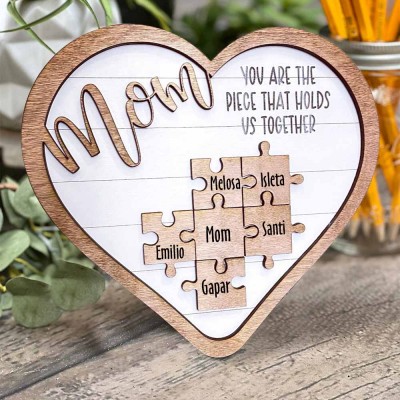 Personalised Mum Puzzles Name Sign From Kids Gift You Are The Piece That Holds Us Together Home Wall Decor For Mother's Day