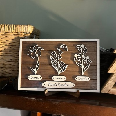 Custom Grandma's Garden Birth Month Flower Sign With Grandkids Names For Mother's Day Mum Gift Ideas