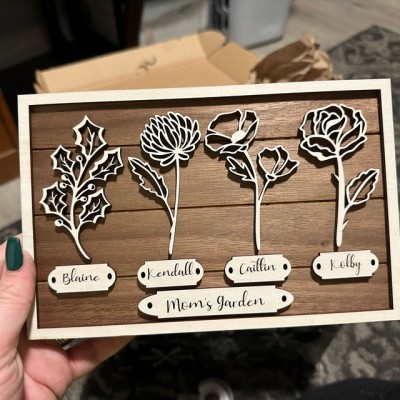 Custom Grandma's Garden Birth Month Flower Sign With Grandkids Names For Mother's Day Mum Gift Ideas
