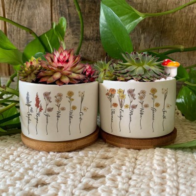Custom Birth Month Flower Garden Plant Pot For Mum Grandma Mother's Day