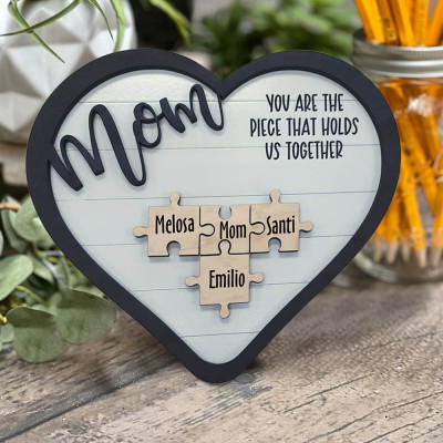 Personalised Mum Puzzles Name Sign From Kids Gift You Are The Piece That Holds Us Together Home Wall Decor For Mother's Day