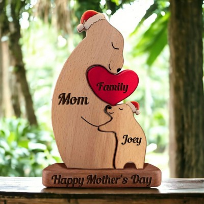 Custom Wooden Bear Family Puzzle Keepsake Gift For Mom Grandma Christmas Gift