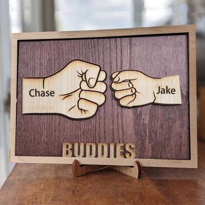 Personalized Dad and Kids Fist Bump With Name Frame Sign For Father's Day