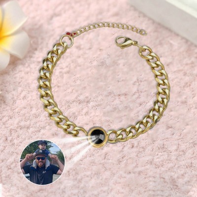 Personalized Photo Projection Bracelet Dad Gift