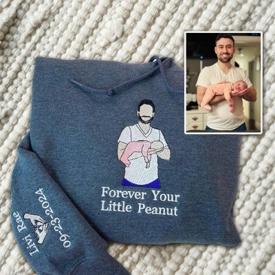 Custom Embroidered Dad Sweatshirt From Portrait with Kid Name Fathers Day or Birthday Gift for Dad