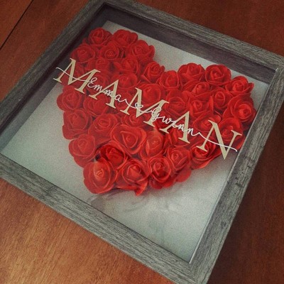 Personalised Maman Flower Shadow Box With Name For Mother's Day