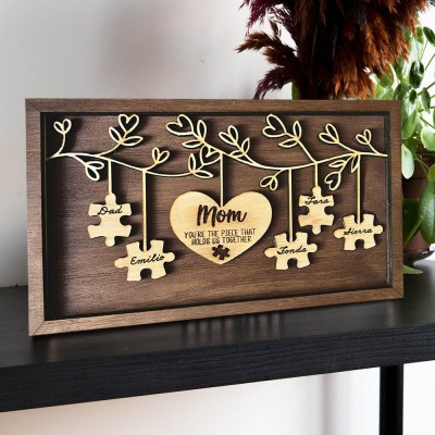 Personalised Mum Puzzle Name Sign Gift From Kids You Are The Piece That Holds Us Together Home Wall Decor For Mother's Day