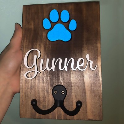 Personalised 3D Dog Paw Shiplap Leash Holder