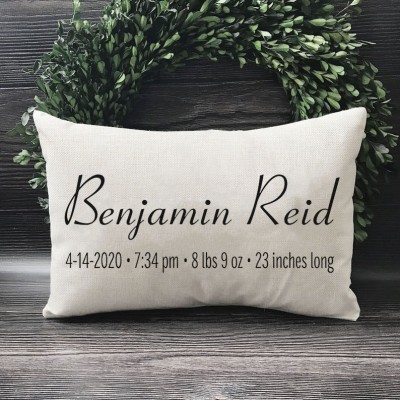 Personalised Established Date New Baby Name Pillow Housewarming Gift