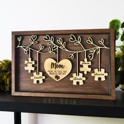 Personalised Mum Puzzle Name Sign Gift From Kids You Are The Piece That Holds Us Together Home Wall Decor For Mother's Day