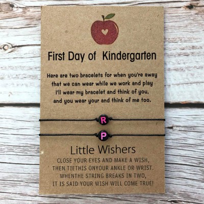 Custom First Day of Kindergarten Back to School Bracelet Mama and Me Anxiety Separation Wish Gifts For Kids