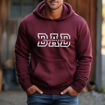 Custom Dad Sweatshirt Hoodie with Kids Names For Father's Day Gift Ideas