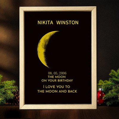 Custom Moon Phase Photo Wood Sign Warm Gift For Mother's Day