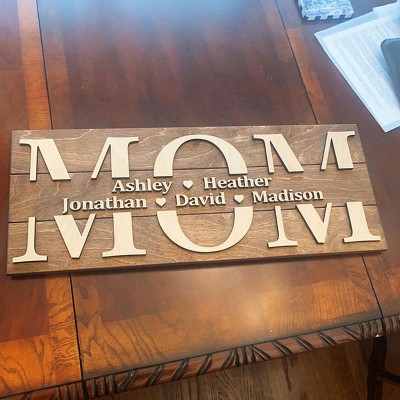 Custom Mum Wood Sign With Name Engraving For Birthday Mother's Day