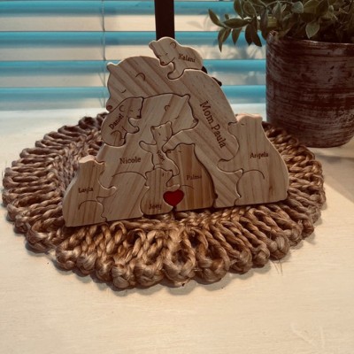 Custom Wooden Bear Family Puzzle Keepsake Gift For Mother's Day Gift