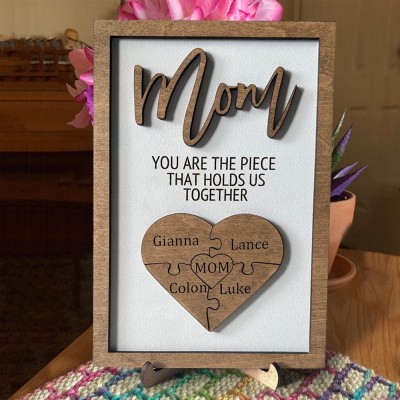 Personalised Mum Puzzle Name Sign Gift From Kids You Are The Piece That Holds Us Together Home Wall Decor For Mother's Day