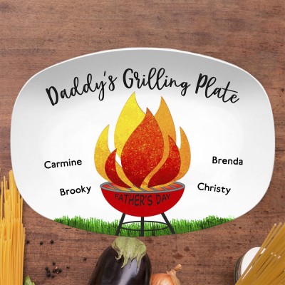 Personalised Barbecue Platter With Kids Name Daddy's Grilling Plate For Father's Day
