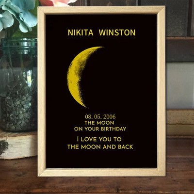 Custom Moon Phase Photo Wood Sign Warm Gift For Mother's Day
