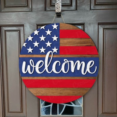Wooden Welcome Front Door Hanger Farmhouse Decor Entry Way Wall Sign