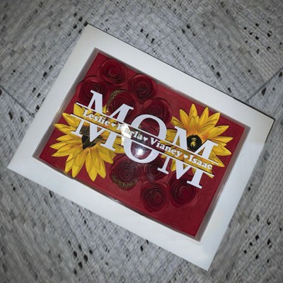 Personalised Mum Flower Shadow Box With Name For Mother's Day