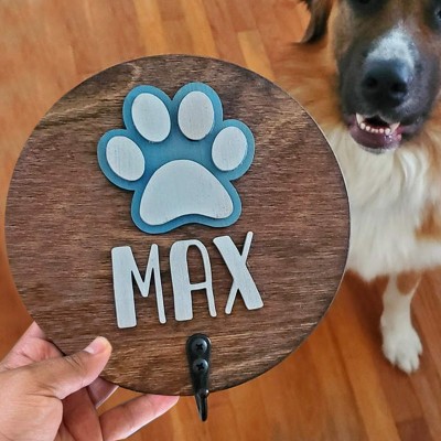 Personalised 3D Dog Paw Shiplap Leash Holder
