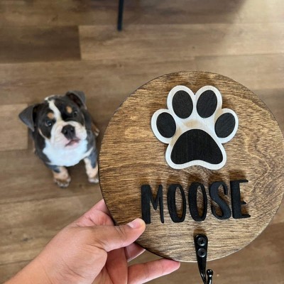 Personalised 3D Dog Paw Shiplap Leash Holder
