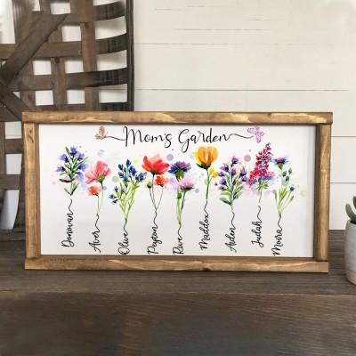 Personalised Mum's Garden Frame With Kids Names and Birth Flower For Christmas Day Gift